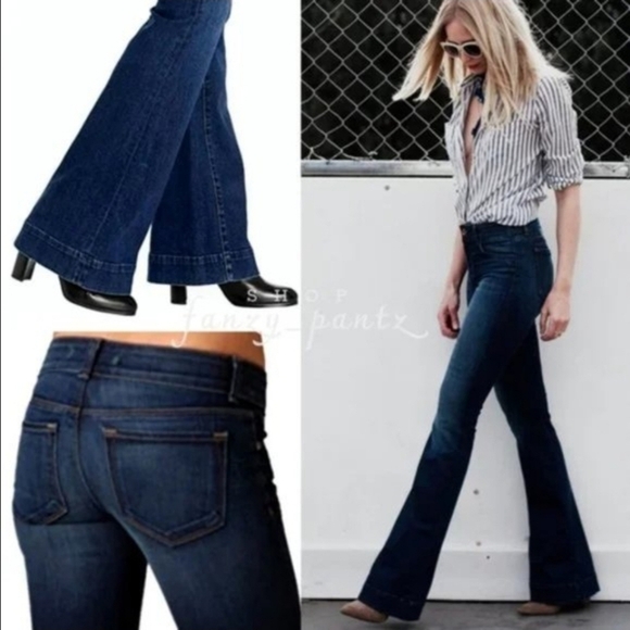 J BRAND Love Story Women's Wide Leg Flare Dark Wash Blue Jeans. Sz 26 - Picture 10 of 11